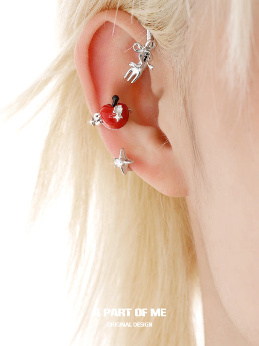 Summer Fruity 18K Platinum Plating Apple Slice Asymmetrical Ear Hook Earhook™