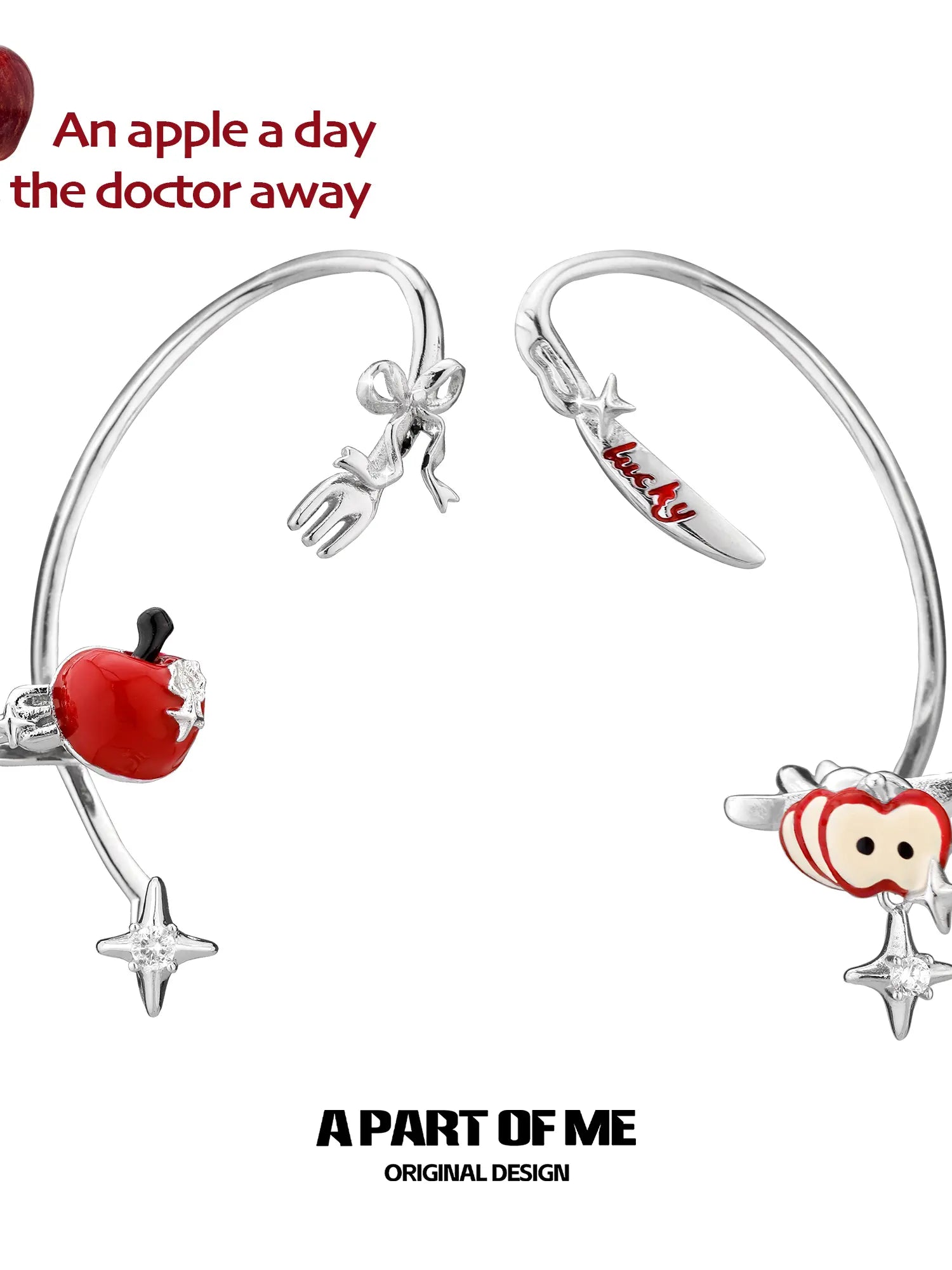 Summer Fruity 18K Platinum Plating Apple Slice Asymmetrical Ear Hook Earhook™