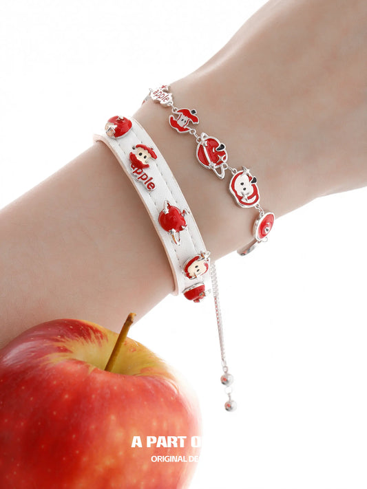 Summer Fruity 18K Platinum Plating Apple Slice Leather Bracelet™