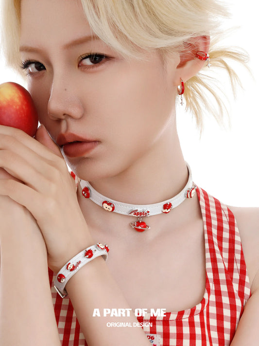 Summer Fruity 18K Platinum Plating Apple Slice Leather Choker™