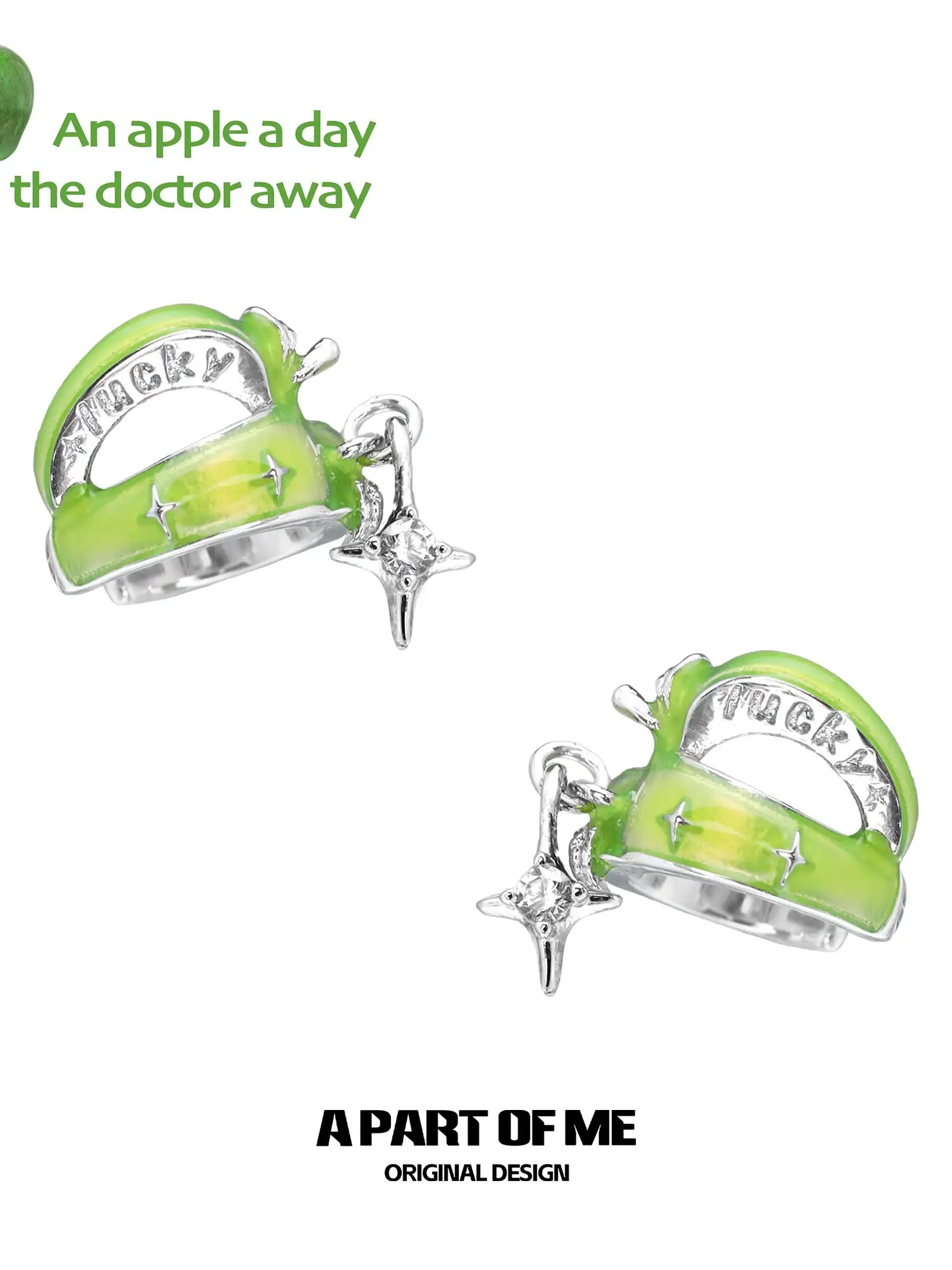 Summer Fruity 18K Platinum Plating Skeletonized Apple Earclips Ear Clips™