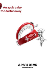 Summer Fruity 18K Platinum Plating Skeletonized Apple Earclips Ear Clips™