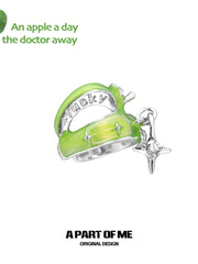 Summer Fruity 18K Platinum Plating Skeletonized Apple Earclips Ear Clips™
