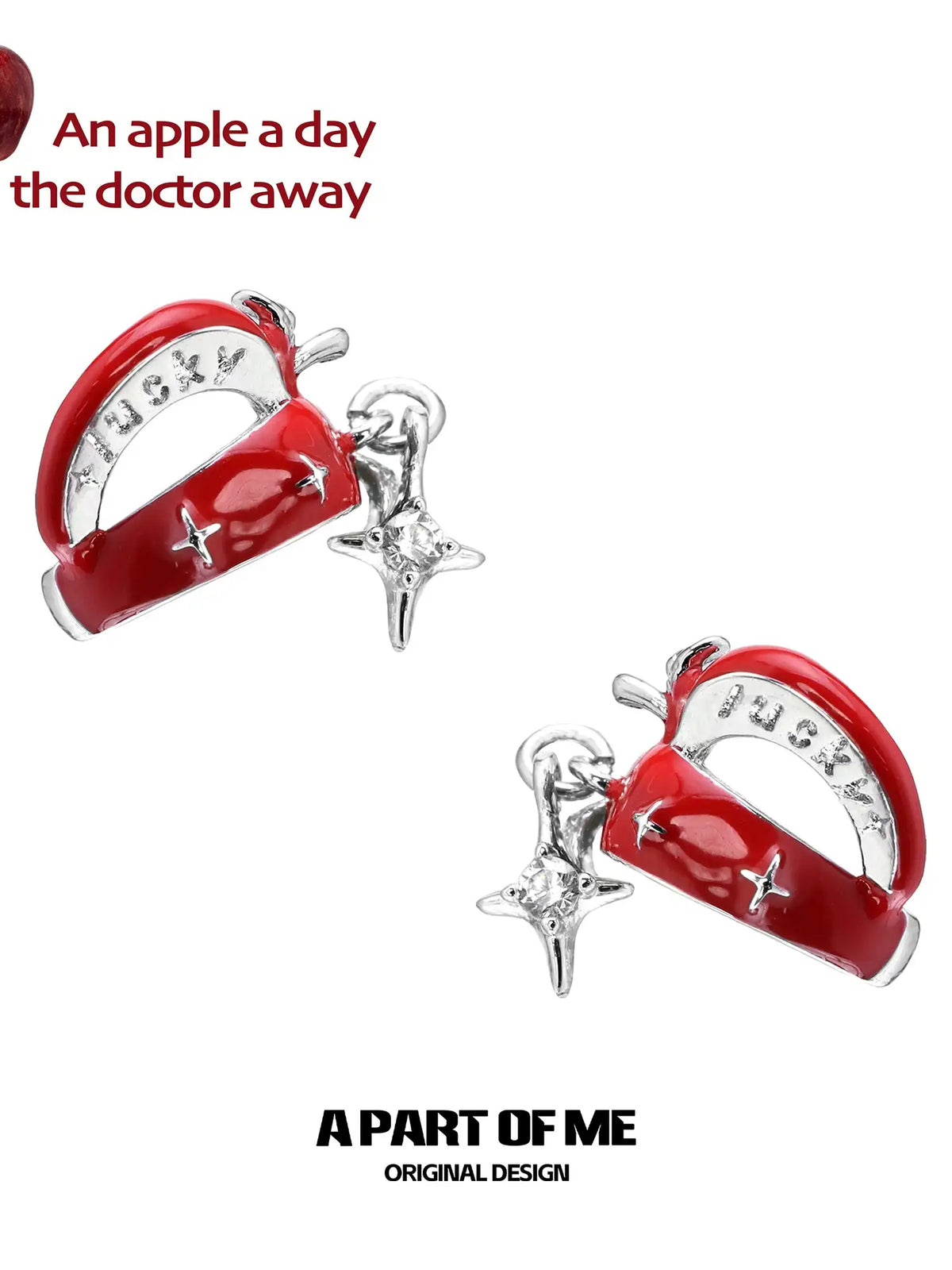 Summer Fruity 18K Platinum Plating Skeletonized Apple Earclips Ear Clips™