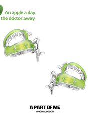 Summer Fruity 18K Platinum Plating Skeletonized Apple Earclips Ear Clips™