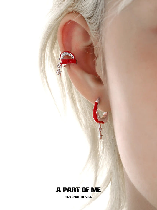 Summer Fruity 18K Platinum Plating Skeletonized Apple Earclips Ear Clips™