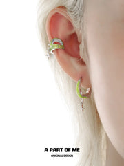 Summer Fruity 18K Platinum Plating Skeletonized Apple Earclips Ear Clips™