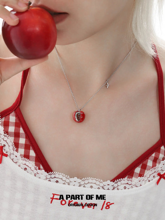 Summer Fruity 18K Platinum Plating Skeletonized Apple Necklace™
