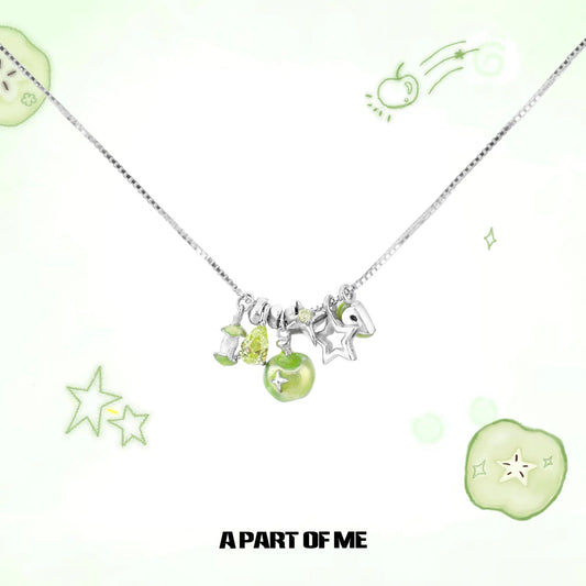 Summer Fruity 925 Sterling Silver/18K Platinum Plated Green Apple Necklace™