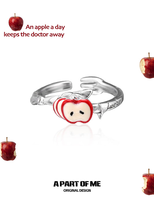 Summer Fruity Sterling Silver Apple Slice Adjustable Ring™