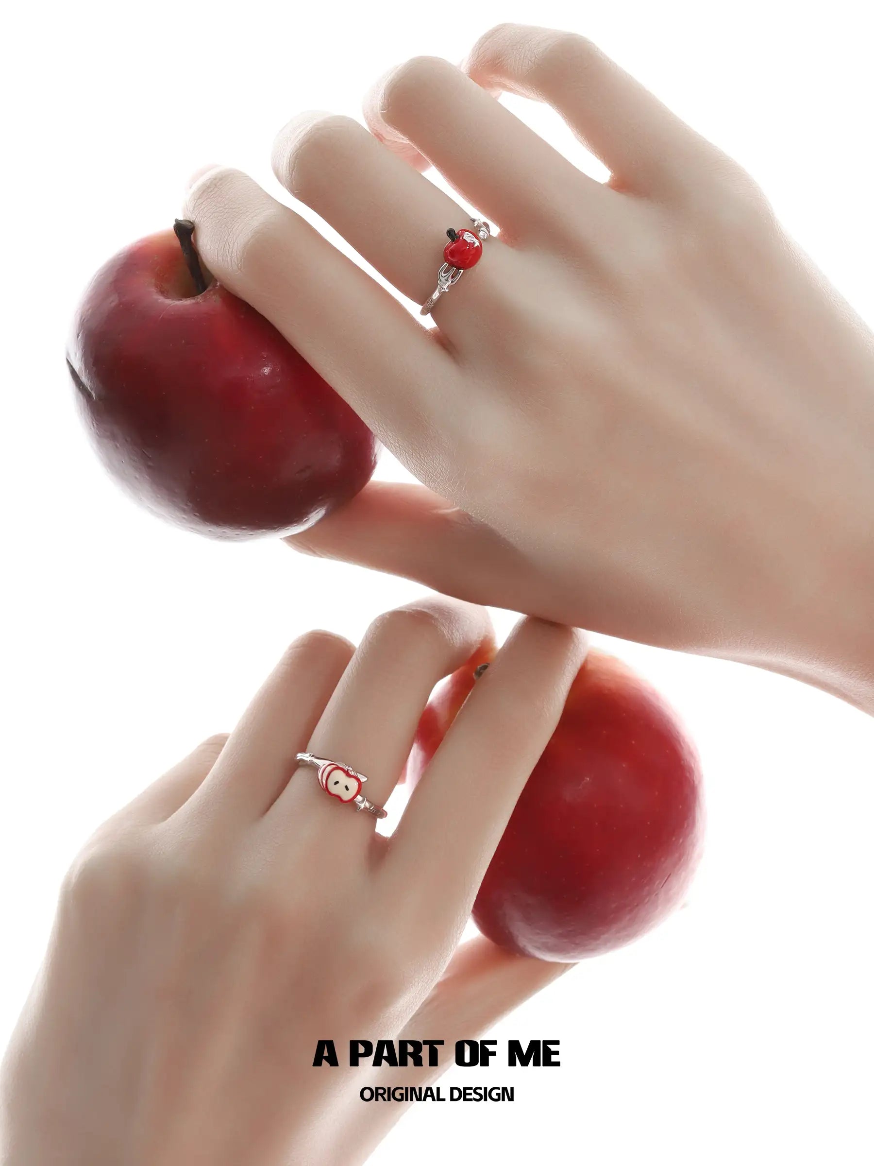 Summer Fruity Sterling Silver Apple Slice Adjustable Ring™