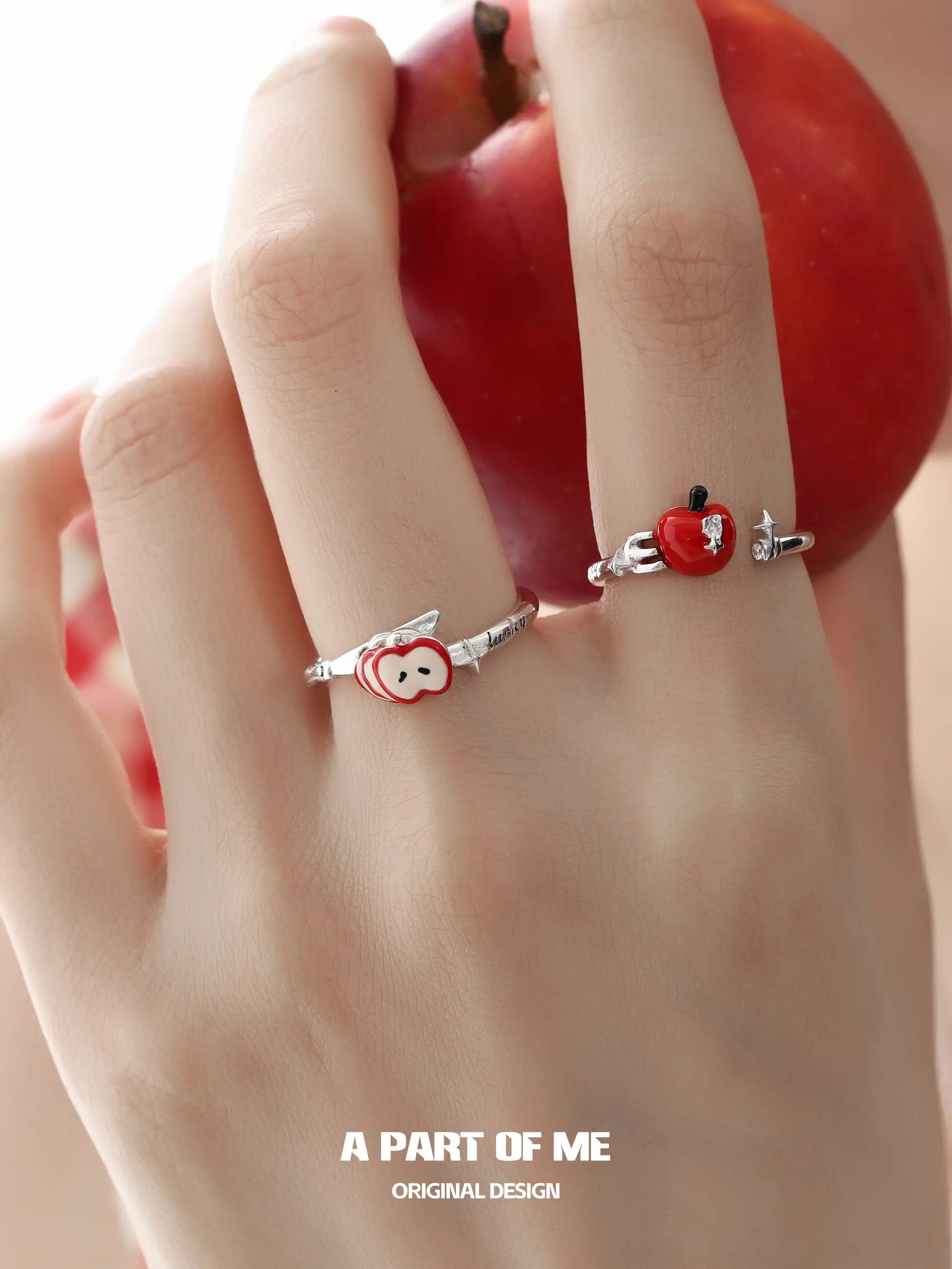 Summer Fruity Sterling Silver Apple Slice Adjustable Ring™