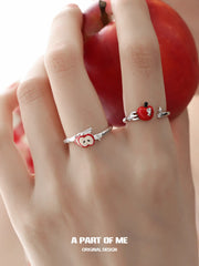 Summer Fruity Sterling Silver Apple Slice Adjustable Ring™
