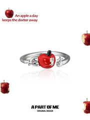 Summer Fruity Sterling Silver Fork ＆ Apple Adjustable Ring™