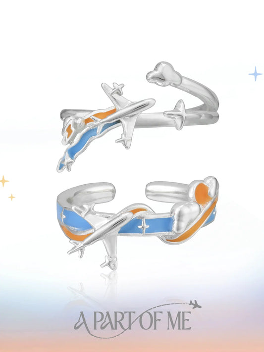 Terminator Route 925 Sterling Silver Long-Distance Couple's Adjustable Open-Style Ring™