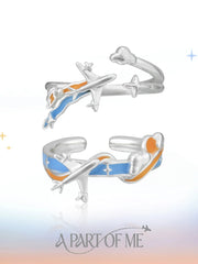 Terminator Route 925 Sterling Silver Long-Distance Couple's Adjustable Open-Style Ring™