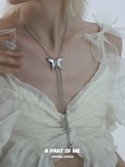 Whiterfly 18k Platinum Plating Butterfly Pull-Adjust Necklaces™