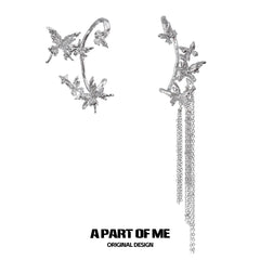 Whiterfly 18k Platinum Plating Butterfly Tassel Ear Hook Earclips™