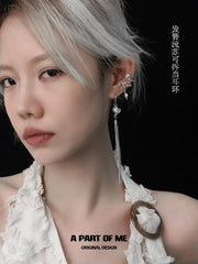 Whiterfly 18k Platinum Plating Detachable Tassel Earring ＆ Hairpins Set™