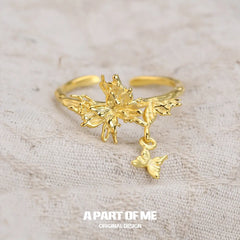 Whiterfly S925 Sterling Silver/18K Yellow Gold Plated Resizeable Open-end Rings™
