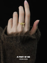 Whiterfly S925 Sterling Silver/18K Yellow Gold Plated Resizeable Open-end Rings™