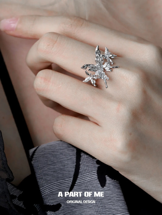 Whiterfly S925 Sterling Silver Butterfly Resizeable Open-end Rings™