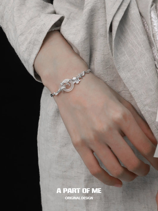 Whiterfly S925 Sterling Silver Chalcedony Resizeable Bangles Bracelets™