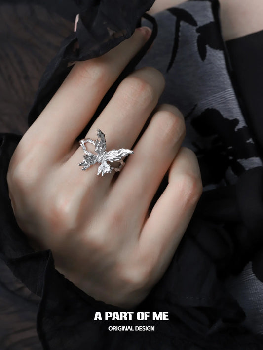Whiterfly S925 Sterling Silver Double Layer Open-endable™ แหวนปลายเปิดปรับขนาดได้