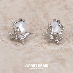 ต่างหูสตั๊ดเปลือกหอยสีขาวธรรมชาติ S925 เงินสเตอร์ลิง Whiterfly™