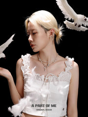 Winged Grace 18K Platinum Plated Tassel Natural Pearls Choker Nacklace™