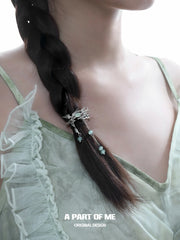Winged Grace 18K Platinum Plating Green Fluorite Swallow Hairclips Hair Clips™