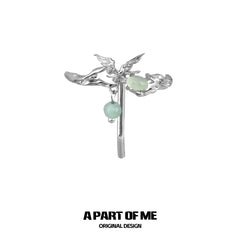 Winged Grace 18K Platinum Plating Green Fluorite Swallow Hairclips Hair Clips™