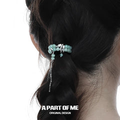 Winged Grace 18K Platinum Plating Green Fluorite Swallow Hairclips Hair Clips™