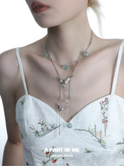 Winged Grace 18K Platinum Plating Swallow Green Fluorite Chokers Necklaces™