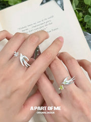 Winged Grace 925 Sterling Silver Flying Bird Zircon Adjustable Ring™
