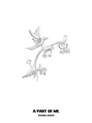 Winged Grace Platinum Plating Flying Bird Music Note Ear Cuff Ear Clip™