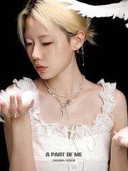 Winged Grace S925 18K Platinum Plated Natural Pearls Swallow Asymmetrical Ear Hook Earrings™