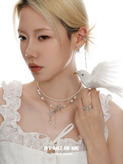 Winged Grace S925 18K Platinum Plated Natural Pearls Swallow Asymmetrical Ear Hook Earrings™